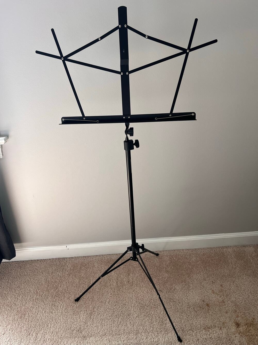 Portable Folding Sheet Music Stand Black Metal Tripod Compact w/ Carrying Bag